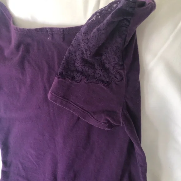 Mynk Womens Purple Boatneck Lace Cap Sleeved Top Size L - Picture 3 of 11